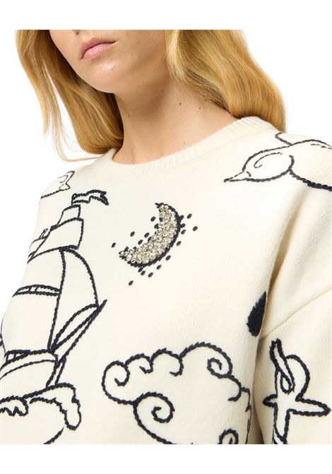 Patterned crew neck jumper PINKO | sweaters | 105427 A2PKZE1